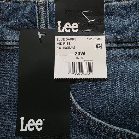 Lee Mid Rise Bermuda Short Regular Fit Stretch Women's Plus Size 20W & 26W Blue - Picture 2 of 10